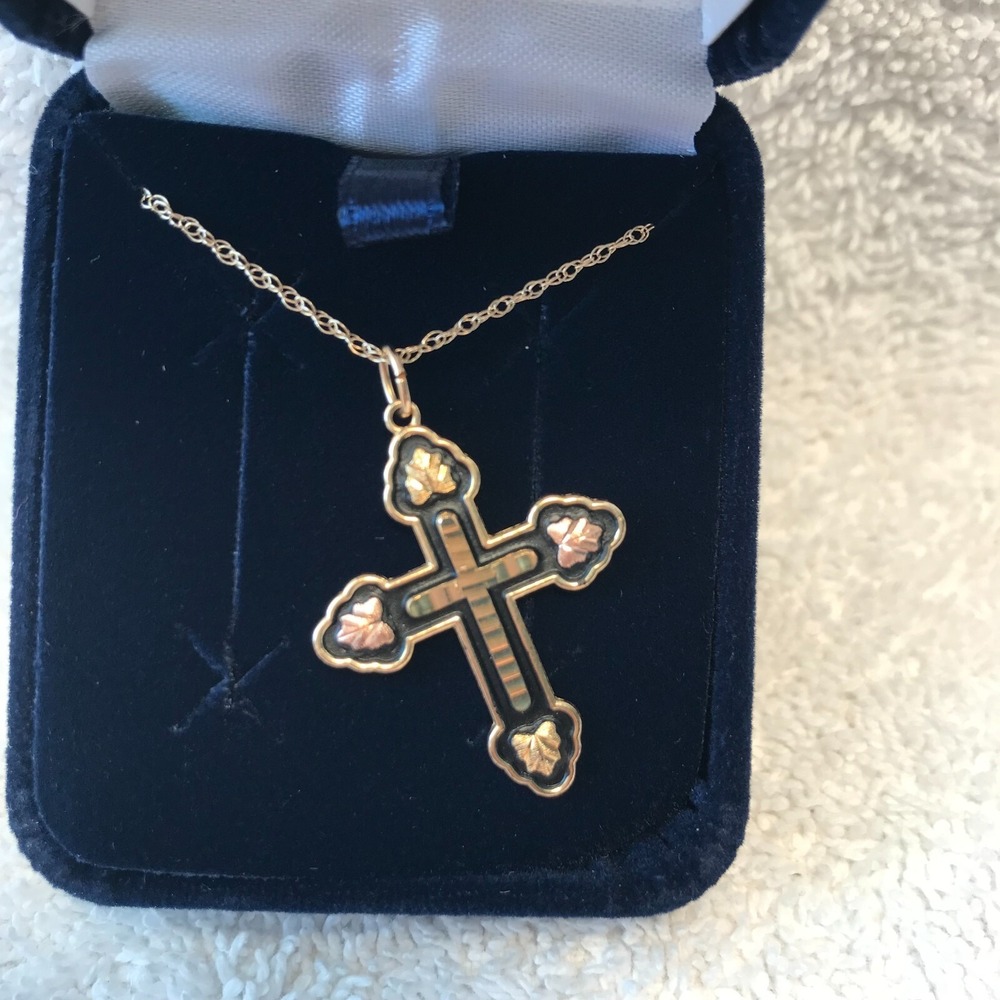 Avon‎ Vintage 2001 Black Hills Gold Antiqued Cross Pendant